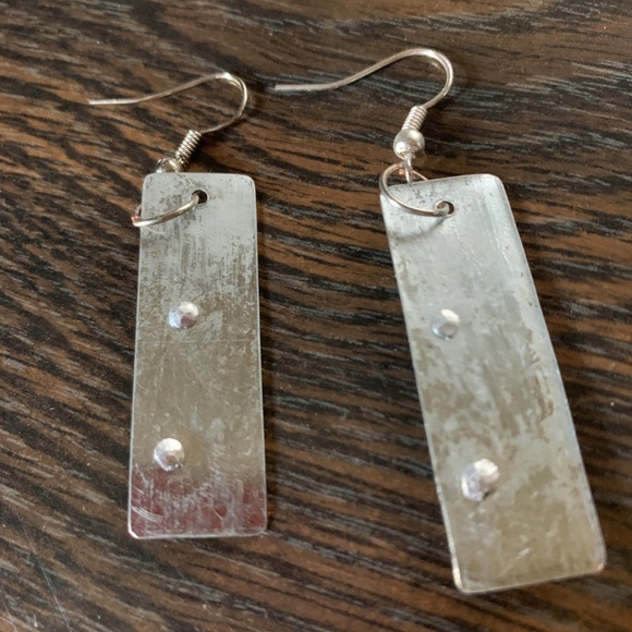 Funky Silver Tone Distressed Artesian Earrings - Steampunk Earrings - OOAK - Picture 6 of 6